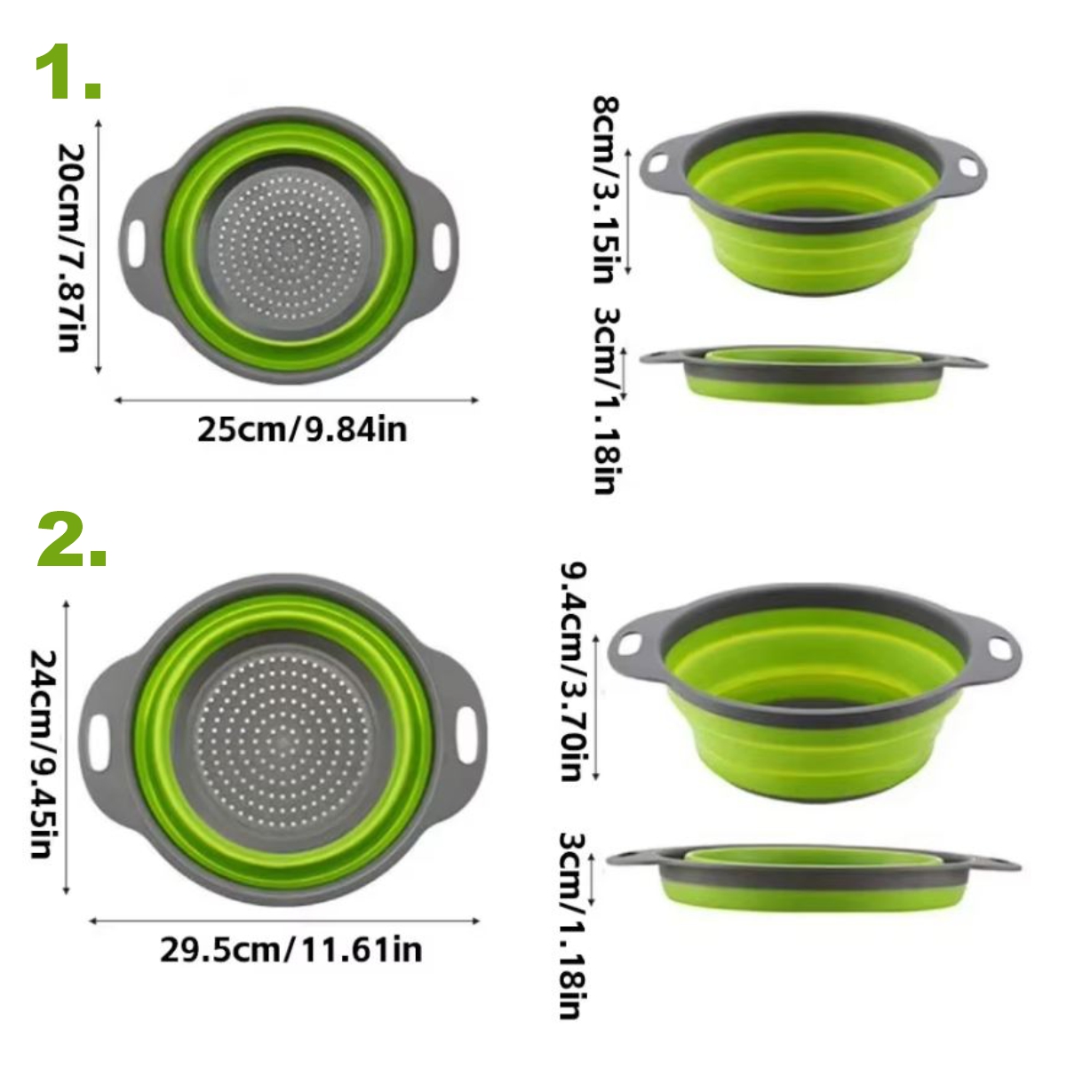 Miniatura 4 de Coladores Plegables de Silicona juego X2